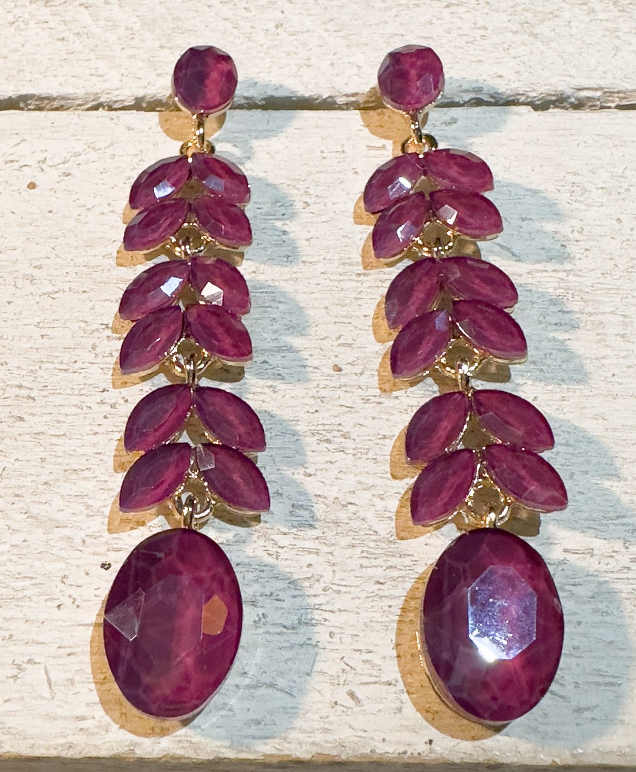 Pendientes espiga colgante berenjena