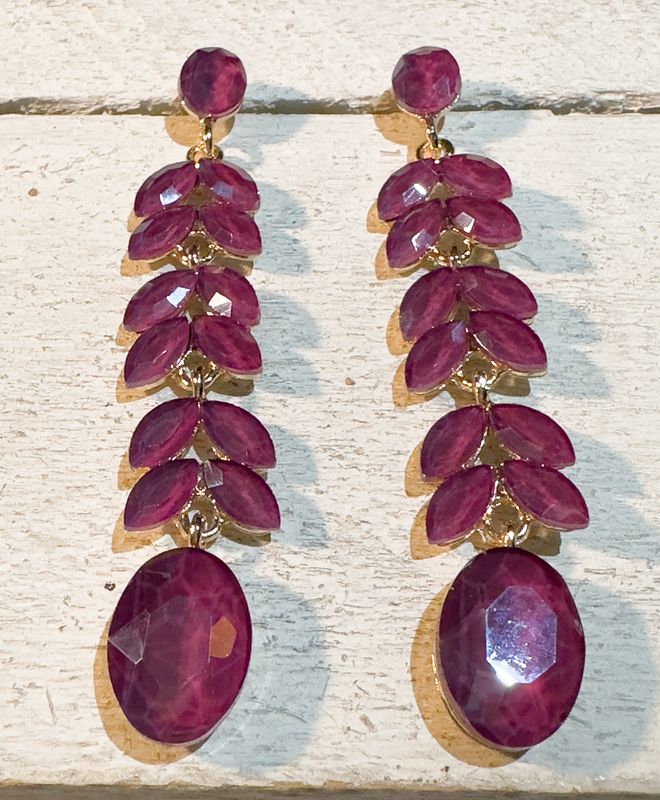 Pendientes espiga colgante berenjena