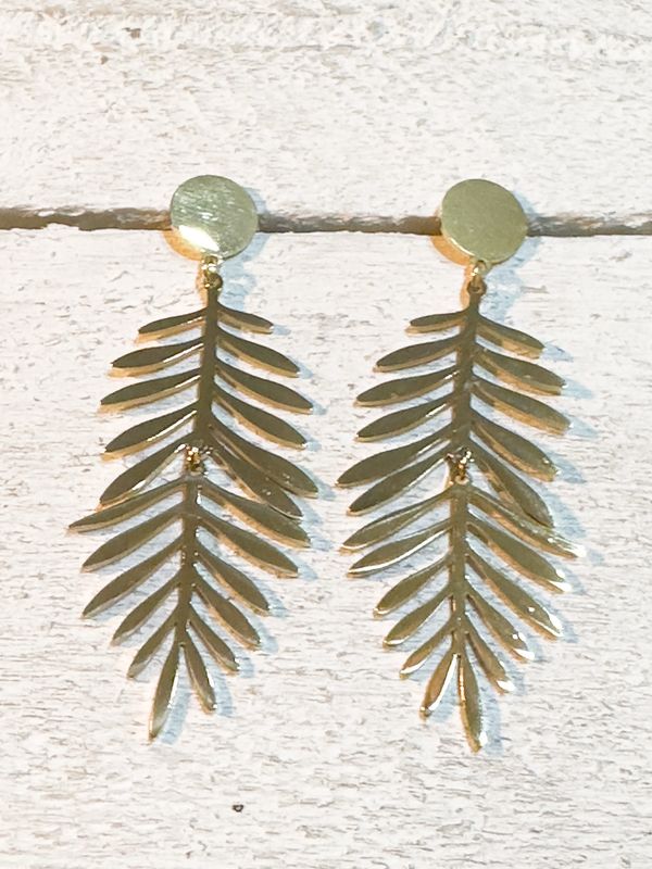 Pendientes hoja movimiento brillo