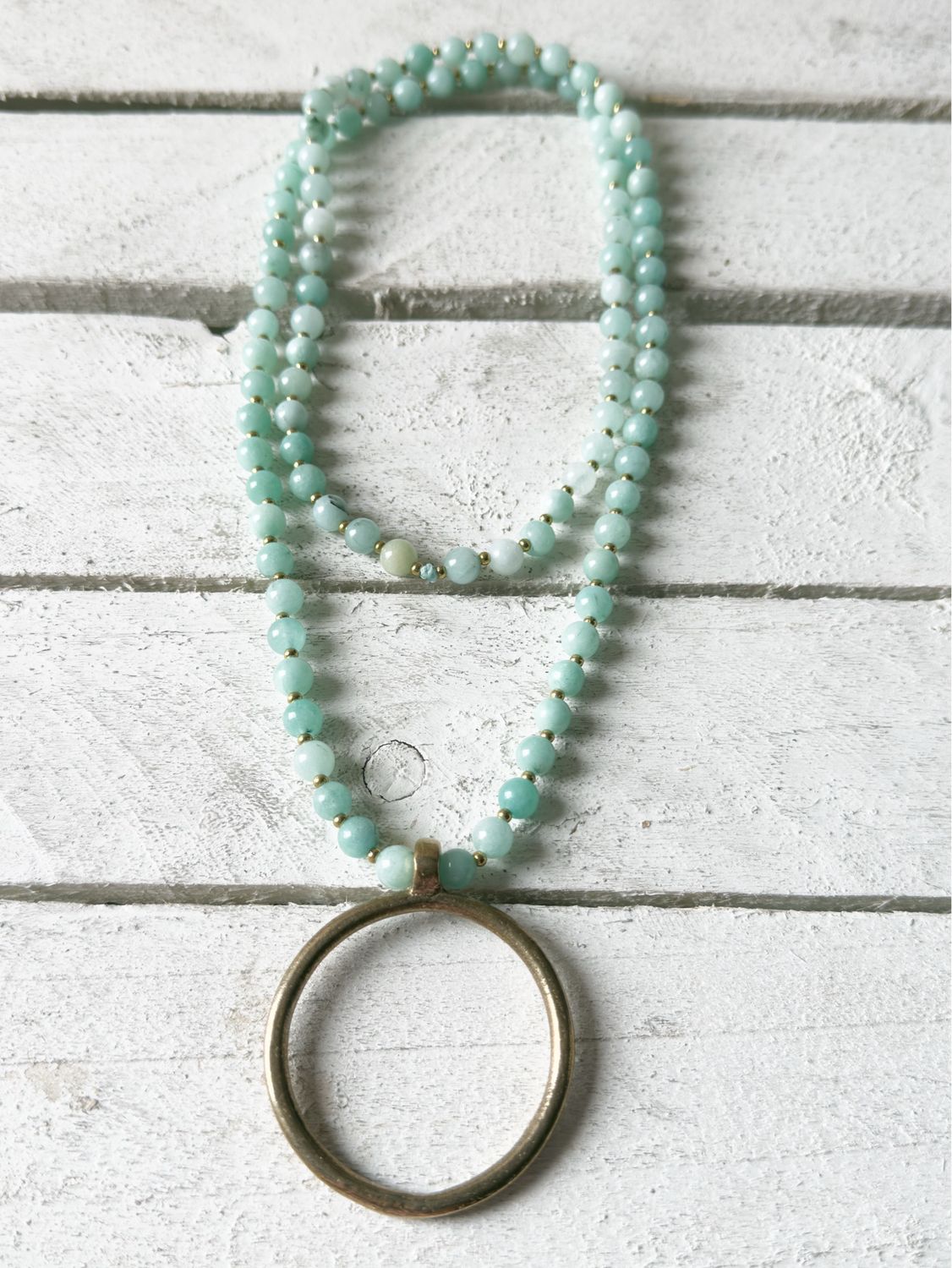 Collar aro étnico piedra agua