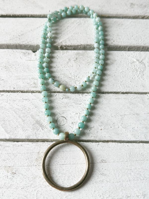 Collar aro étnico piedra agua