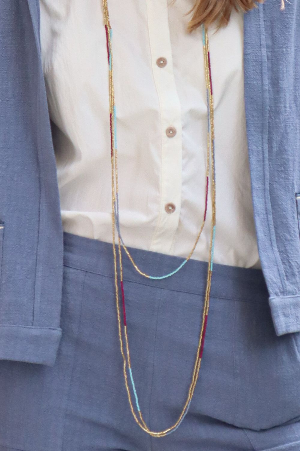 Collar miyuki mini rayas extra largo