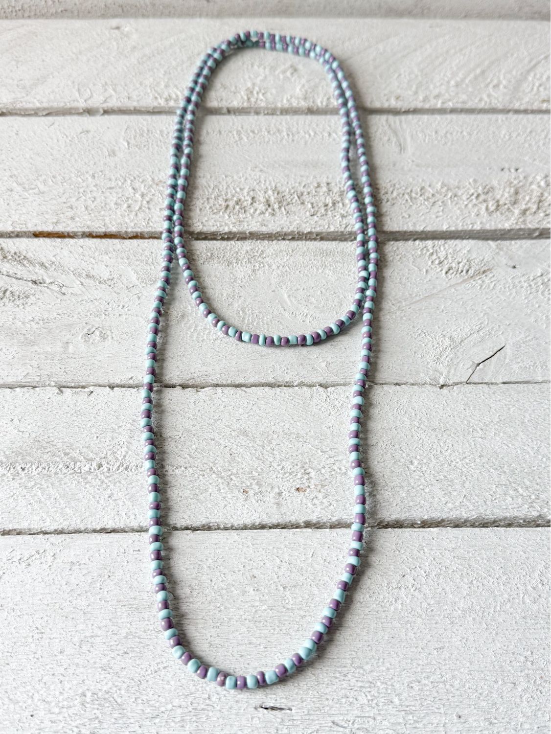 Collar extra largo bicolor azul/lila