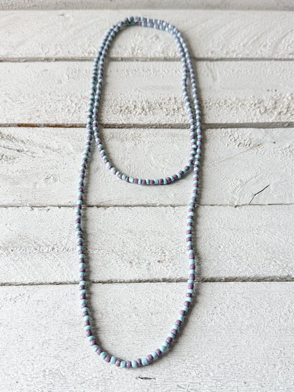 Collar extra largo bicolor azul/lila