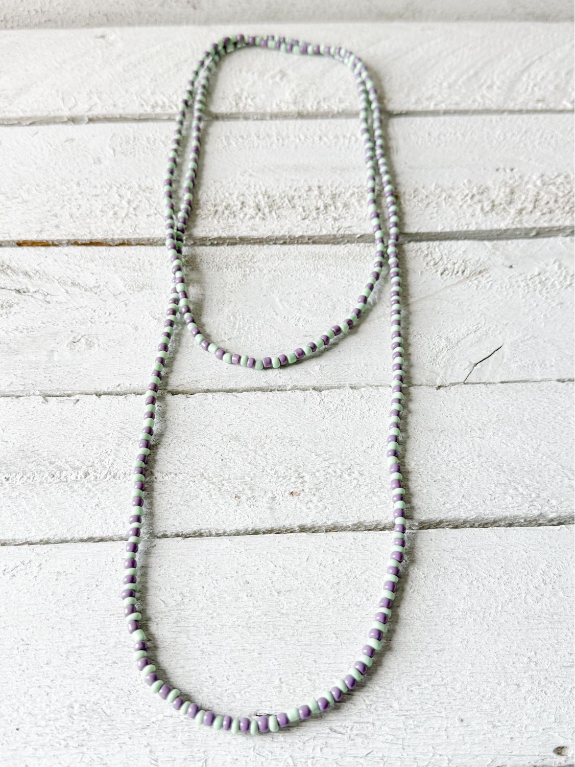 Collar extra largo bicolor verde/lila