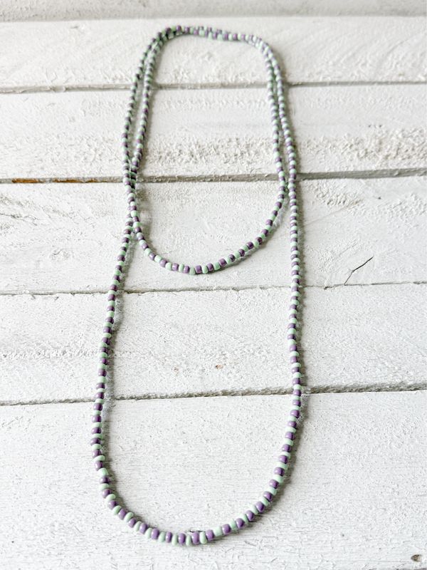 Collar extra largo bicolor verde/lila