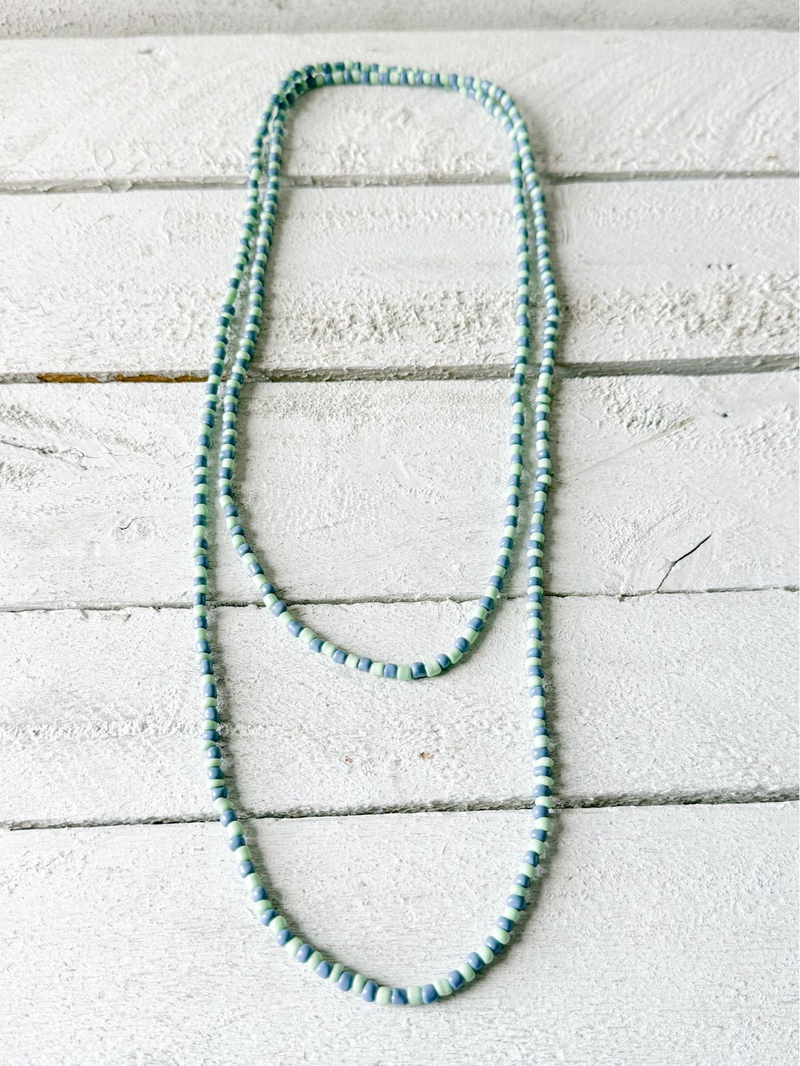 Collar extra largo bicolor azul/verde