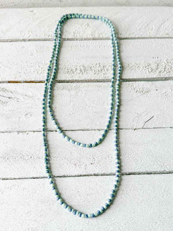 Collar extra largo bicolor azul/verde