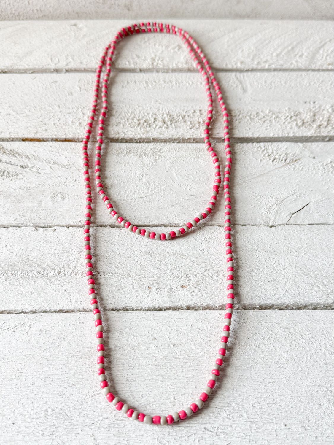 Collar extra largo bicolor rojo/camel