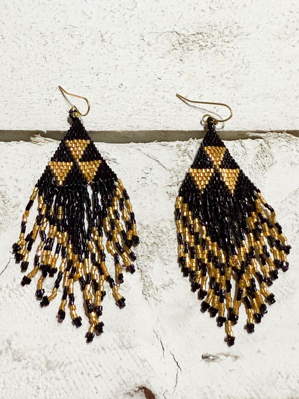 Pendientes miyuki negro y dorado