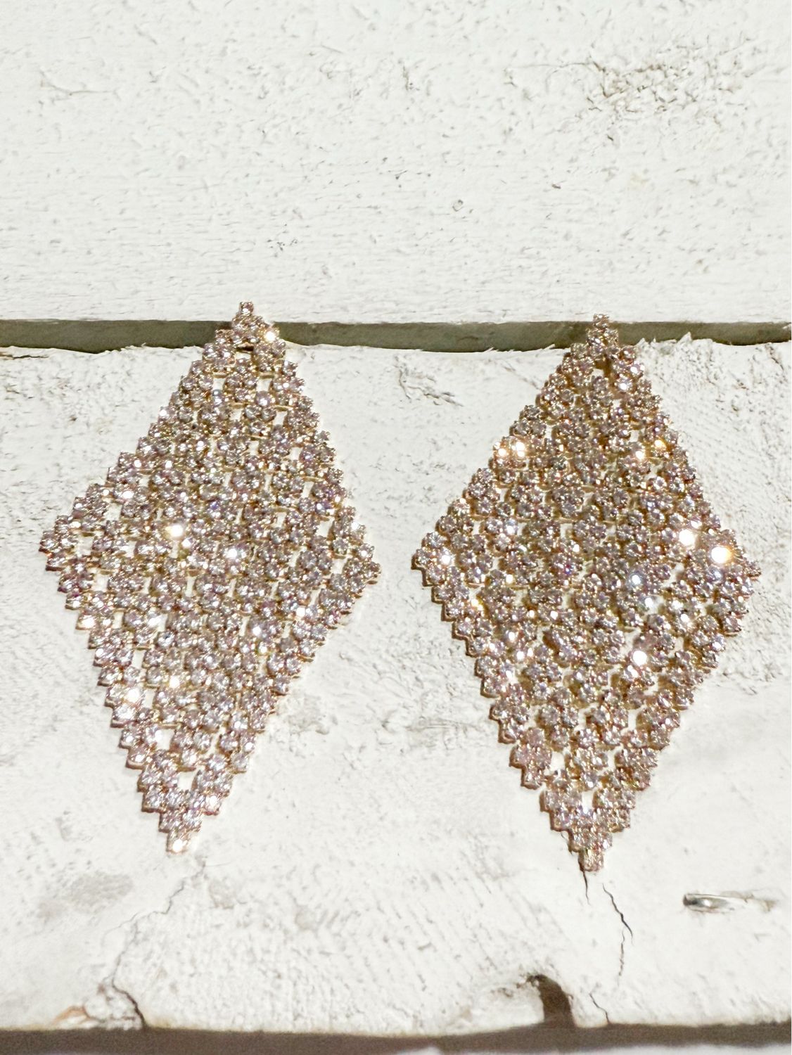 Pendientes rombo strass dorado