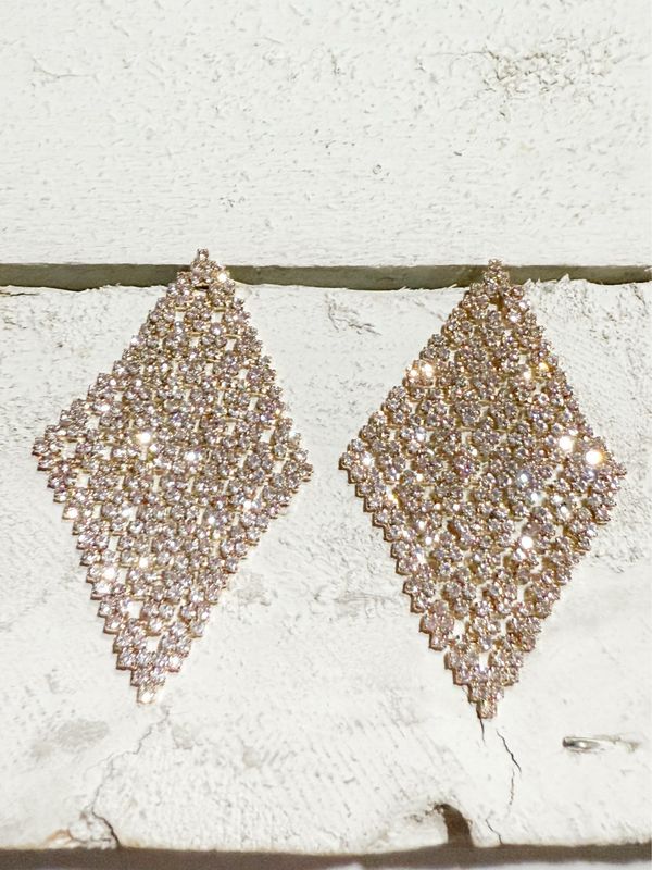 Pendientes rombo strass dorado