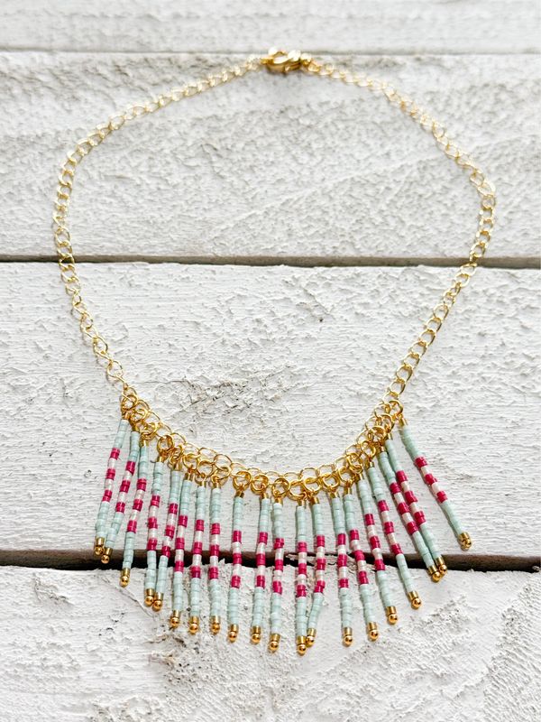 Gargantilla rayas agua/rosa