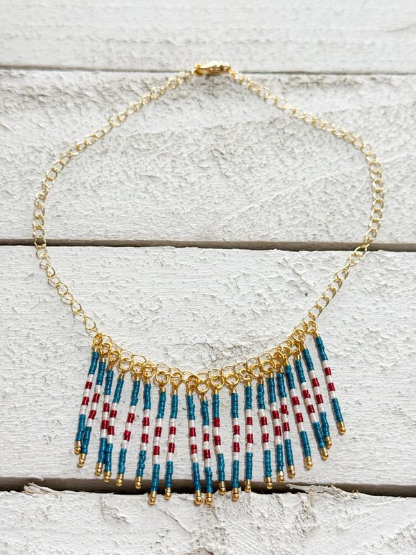 Gargantilla rayas azul plomo/vino