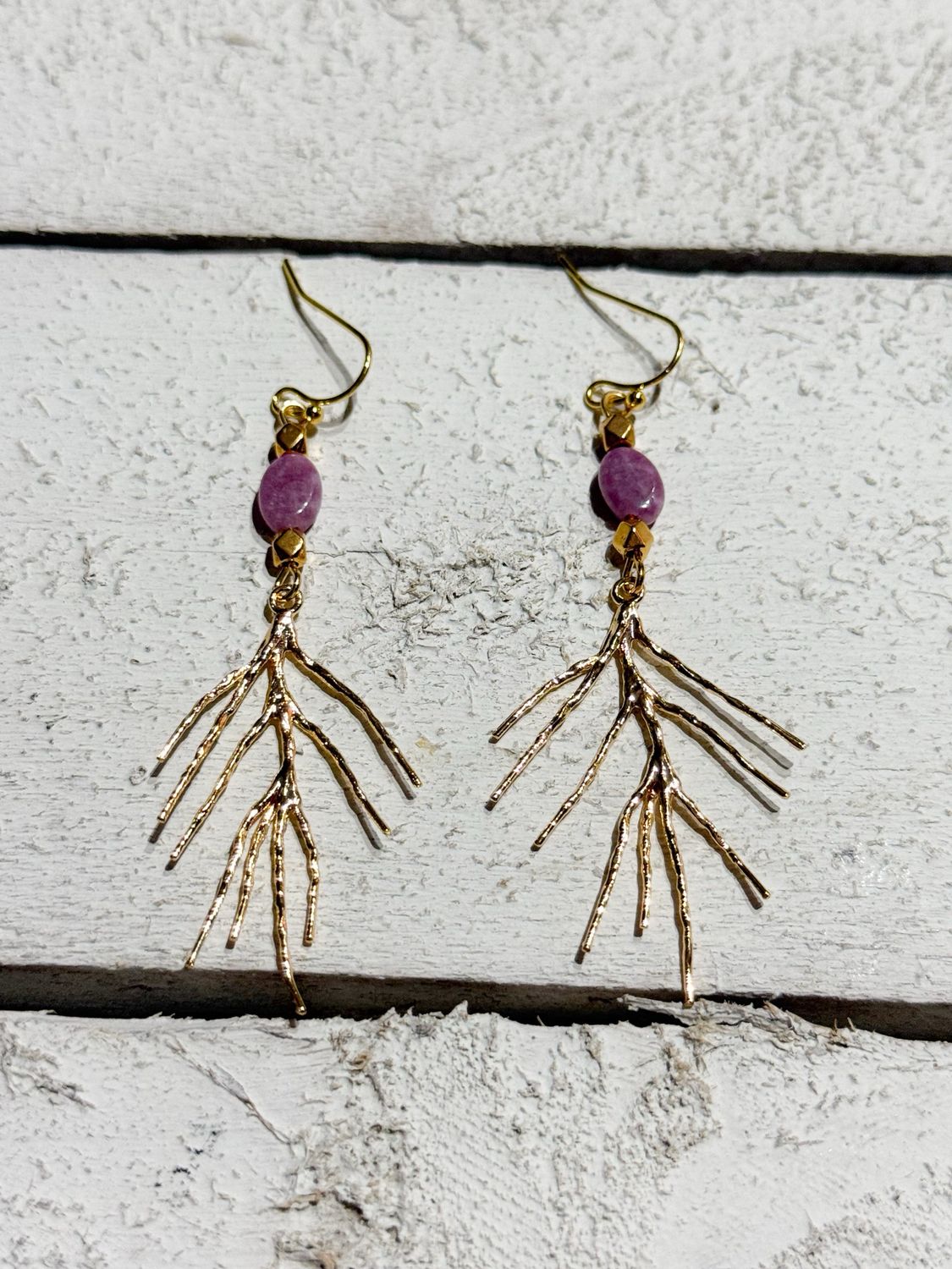 Pendientes rama berenjena