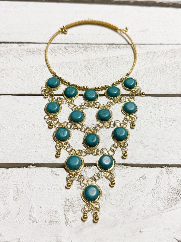 Gargantilla malla turquesa