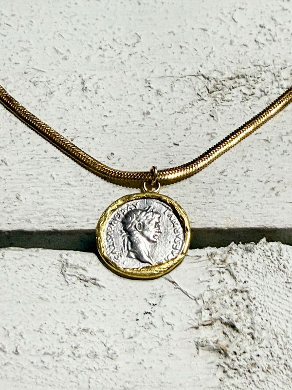 Gargantilla moneda acero reversible