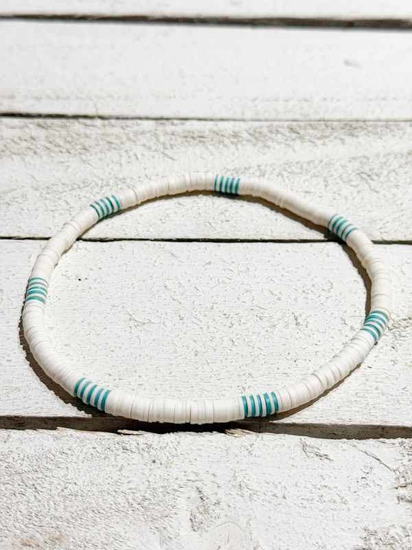 Gargantilla surf rayas natural/turquesa