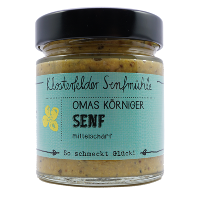 Omas Körniger Senf I mittelscharf I 190 ml I Klosterfelder Senfmühle