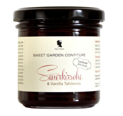 Sweet Garden Confiture "Sauerkirsche & Vanilla Tahitensis" I 180 g I Mea Rosa