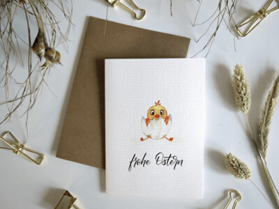 Grußkarte mit Umschlag "Frohe Ostern" I handgemaltes Design I Kunstdruck I Frohnatur