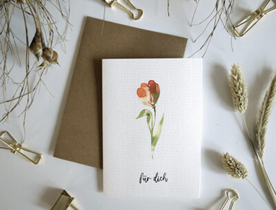Grußkarte mit Umschlag "Blumen für dich" I handgemaltes Design I Kunstdruck I Frohnatur