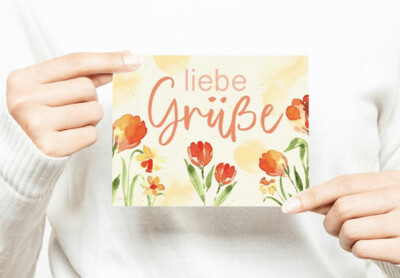 Postkarte "Liebe Grüße" I handgemaltes Design I Frohnatur