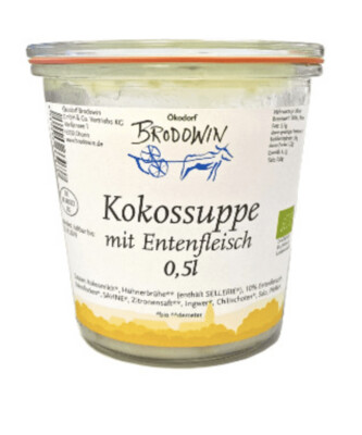 "Kokossuppe mit Geflügelfleisch" I 0,5 l Weckglas I Demeter I Ökodorf Brodowin