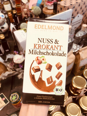Milchschokolade "Nuss & Krokant" 50% Kakao I 75 g I Bio I Edelmond