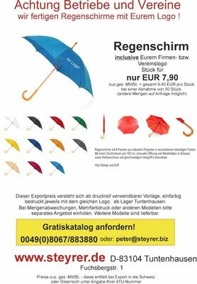 Regenschirme bedruckt 50er Paket