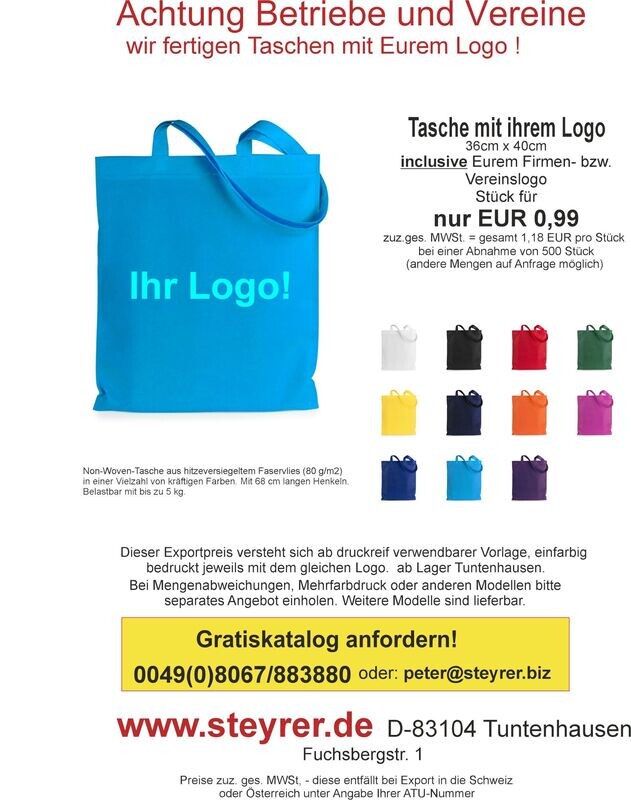 Tasche bedruckt 500er Paket Tasche bedruckt 500er Paket