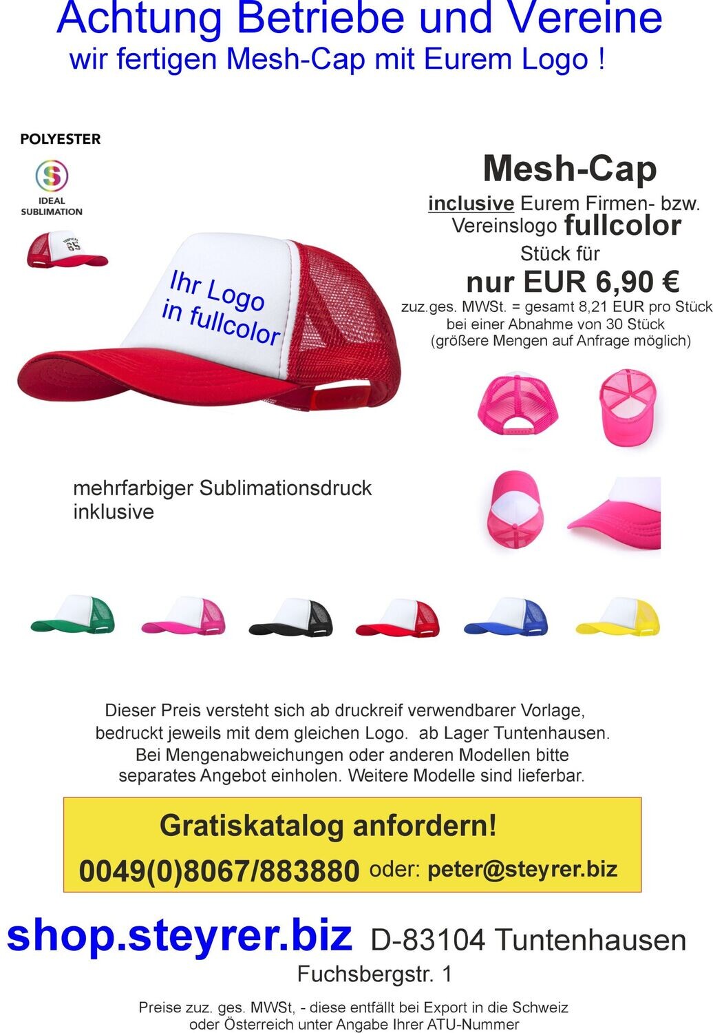 Mesh-Cap mit Fullcolor-Print 30er Paket