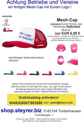 Mesh-Cap mit Fullcolor-Print 30er Paket