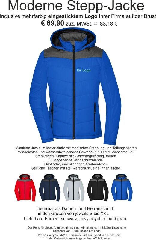 Damen Stepp-Jacke bestickt 12er Paket Damen Stepp-Jacke bestickt 12er Paket