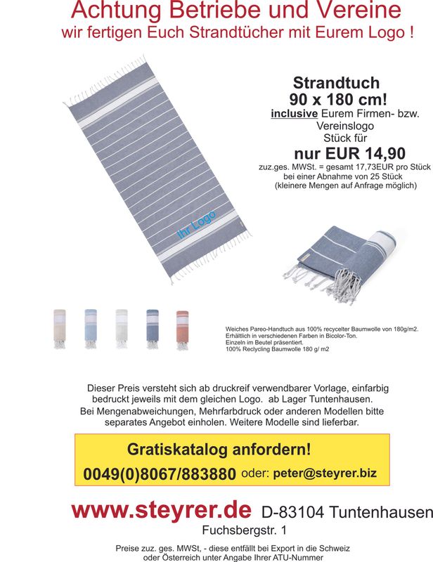 Strandtuch bedruckt 25er Paket Strandtuch bedruckt 25er Paket
