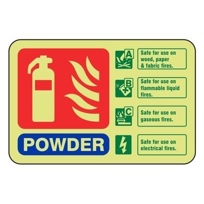 Photoluminescent Dry Powder Fire Extinguisher ID Sign (Landscape)