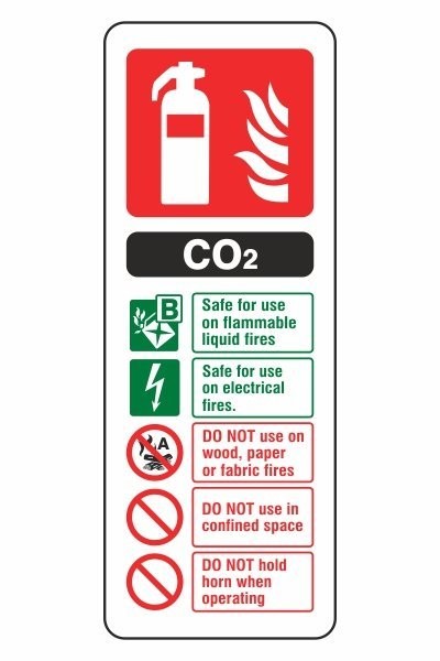 1mm Rigid Plastic C02 Fire Extinguisher ID Sign (Portrait)