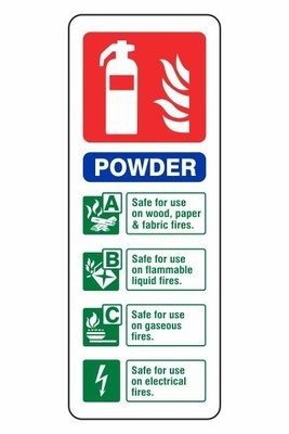 1mm Rigid Plastic Dry Powder Fire Extinguisher ID Sign (Portrait)