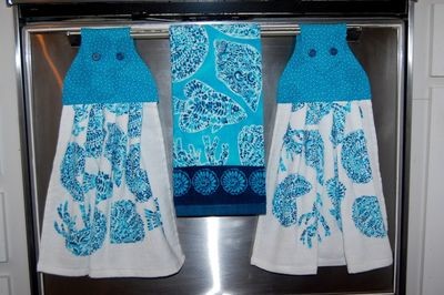 2 beautiful *Ocean* tie kitchen towels and one hand kitchen towel