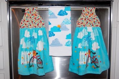 2 beautiful *Summer LOVE* tie kitchen towels and one hand kitchen towel