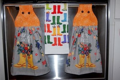 2 beautiful *Lets get outside* tie kitchen towels and one hand kitchen towel