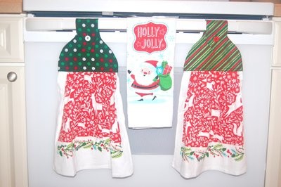 2 beautiful *Christmas -Holiday Jolly-* tie kitchen towel and one hand kitchen