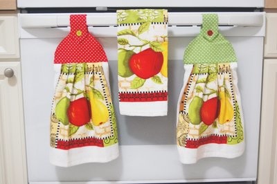 2 beautiful *mix fruit* tie kitchen towel and one hand kitchen towel