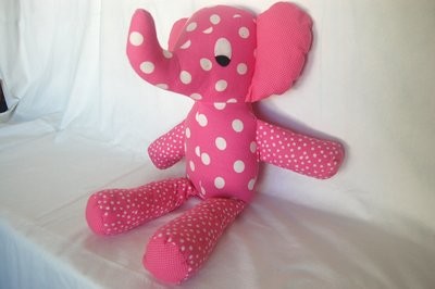 stuffed Elephant - pink with white dots - kids toy for every age