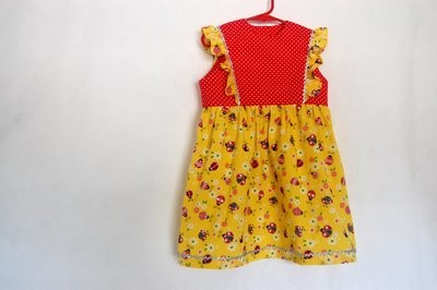 HANDCRAFTED - LADYBUG DRESS - RED/YELLOW - FOR GIRLS 4 (FOUR) YEARS