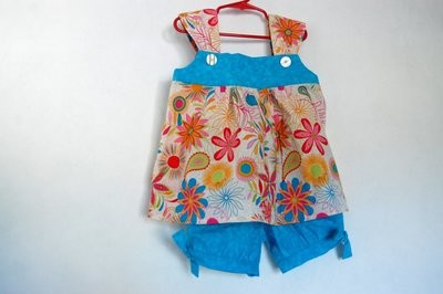 HANDCRAFTED - The Caribbean TOP & PANTS - TURQUOISE - FOR GIRLS 4 (FOUR) YEARS