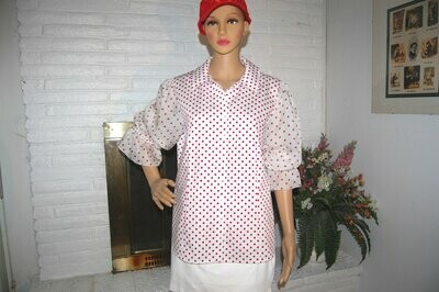 HANDCRAFTED - EXCLUSIVE BLOUSE COTTON & SILK - RED POKERDOTS