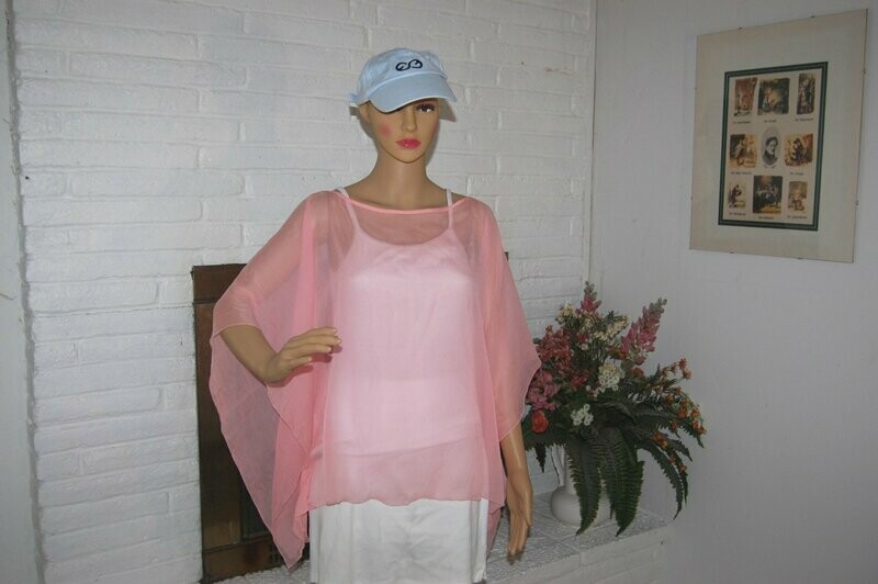 HANDCRAFTED - SUMMER TUNIC SILK (CHIFFON) in LIGHT PINK