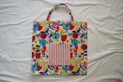 Handcrafted - Environmentally friendly Reusable 100% Cotton SHOPPING BAG (GROCERIES) "FLOWER"