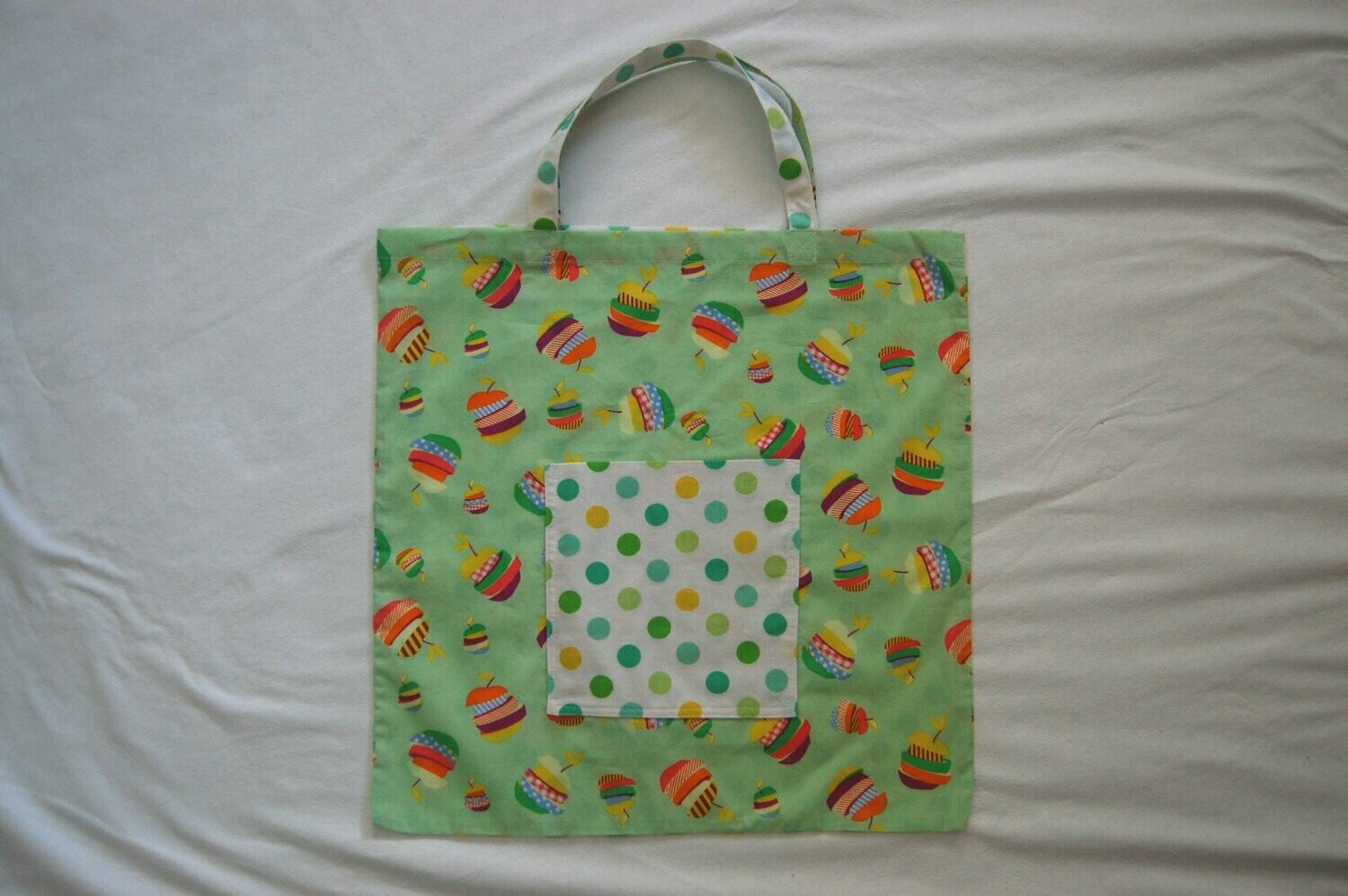 Handcrafted - Environmentally friendly Reusable 100% Cotton SHOPPING BAG (GROCERIES) "MUFFIN and DOTS "